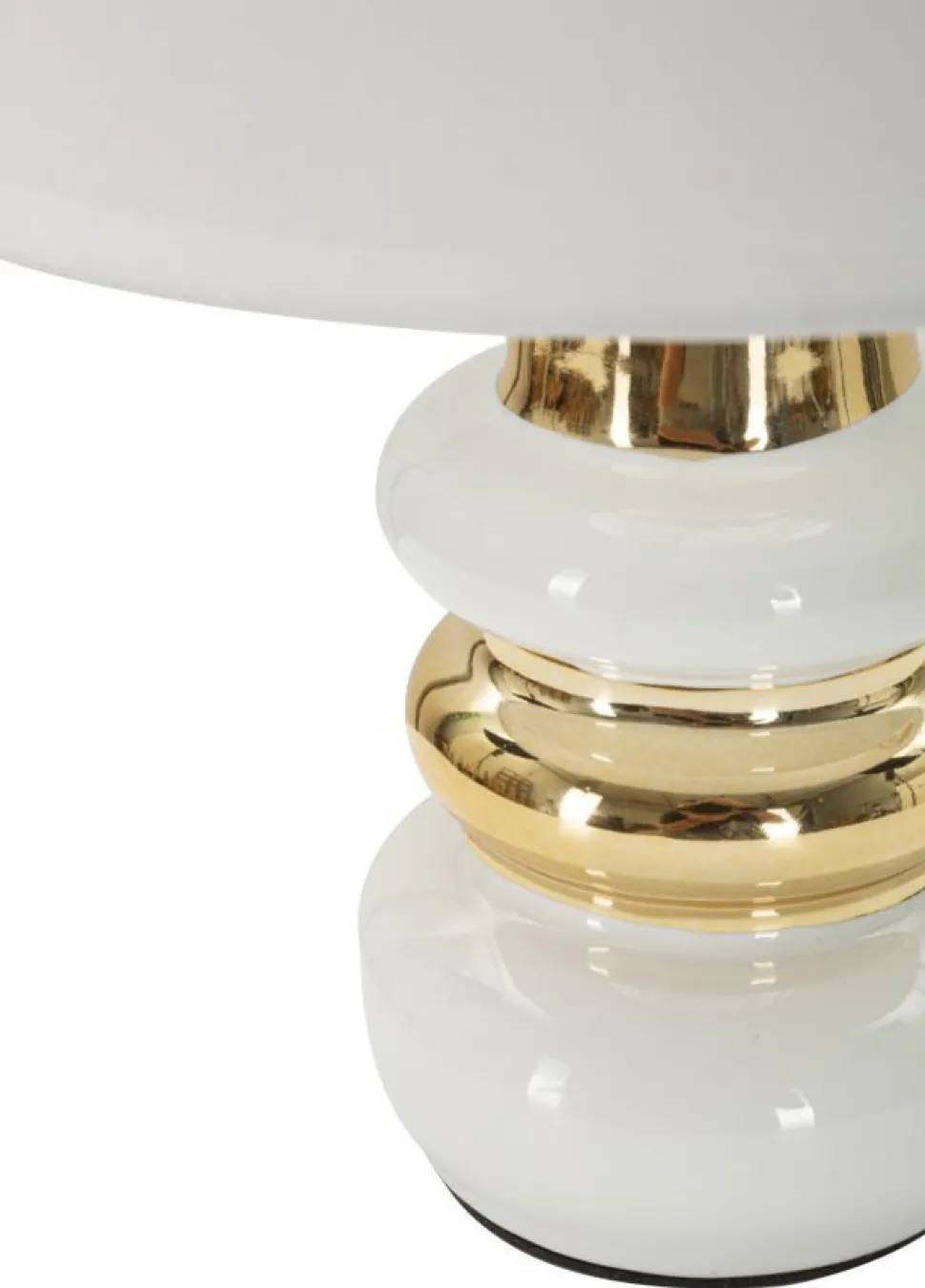 Lampe de table Liara Céramique Blanche et Dorée abat-jour en Tissu Blanc