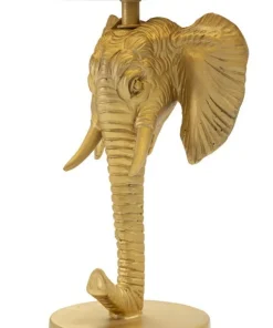 Lampe de table éléphant métal noir et abat-jour tissu noir