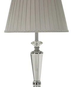 Lampe de table métal argenté abat-jour tissu gris