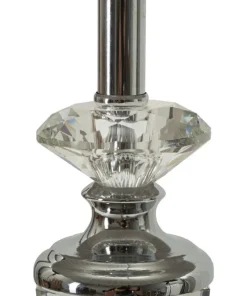 Lampe de table métal argenté abat-jour tissu gris