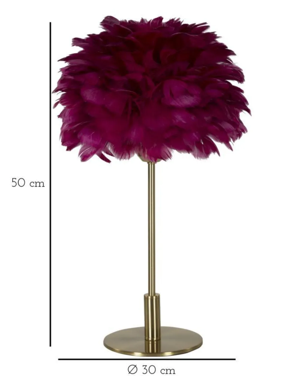 Lampe de table métal doré abat-jour plumes blanches