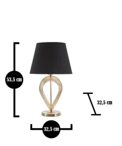 Lampe de table métal doré abat-jour tissu noir