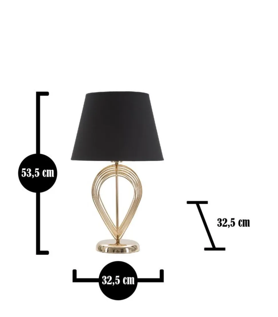 Lampe de table métal doré abat-jour tissu noir