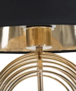 Lampe de table métal doré abat-jour tissu noir