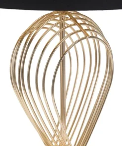 Lampe de table métal doré abat-jour tissu noir