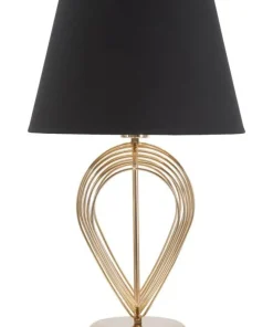 Lampe de table métal doré abat-jour tissu noir