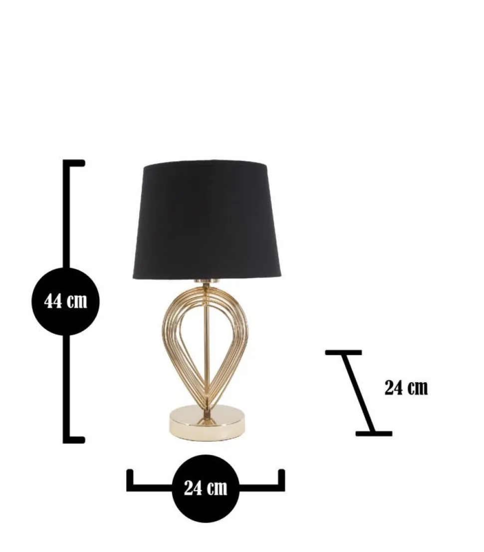 Lampe de table métal doré abat-jour tissu noir