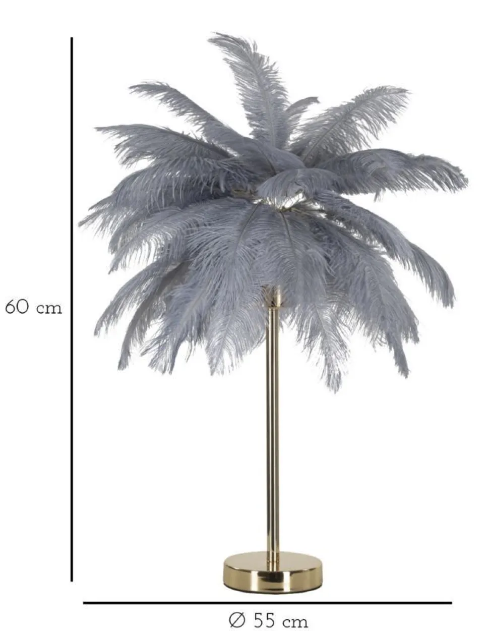 Lampe de table métallique doré abat-jour plumes blanches
