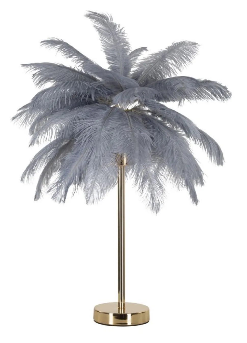 Lampe de table métallique doré abat-jour plumes blanches
