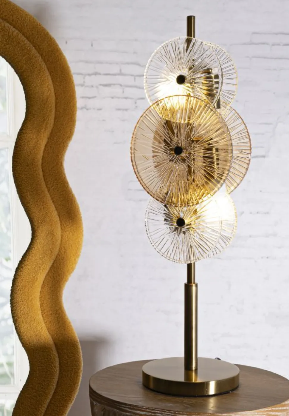 Lampe de table Osaka verre transparent et doré
