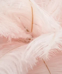 Lampe de table Palm métal doré et abat-jour plumes roses