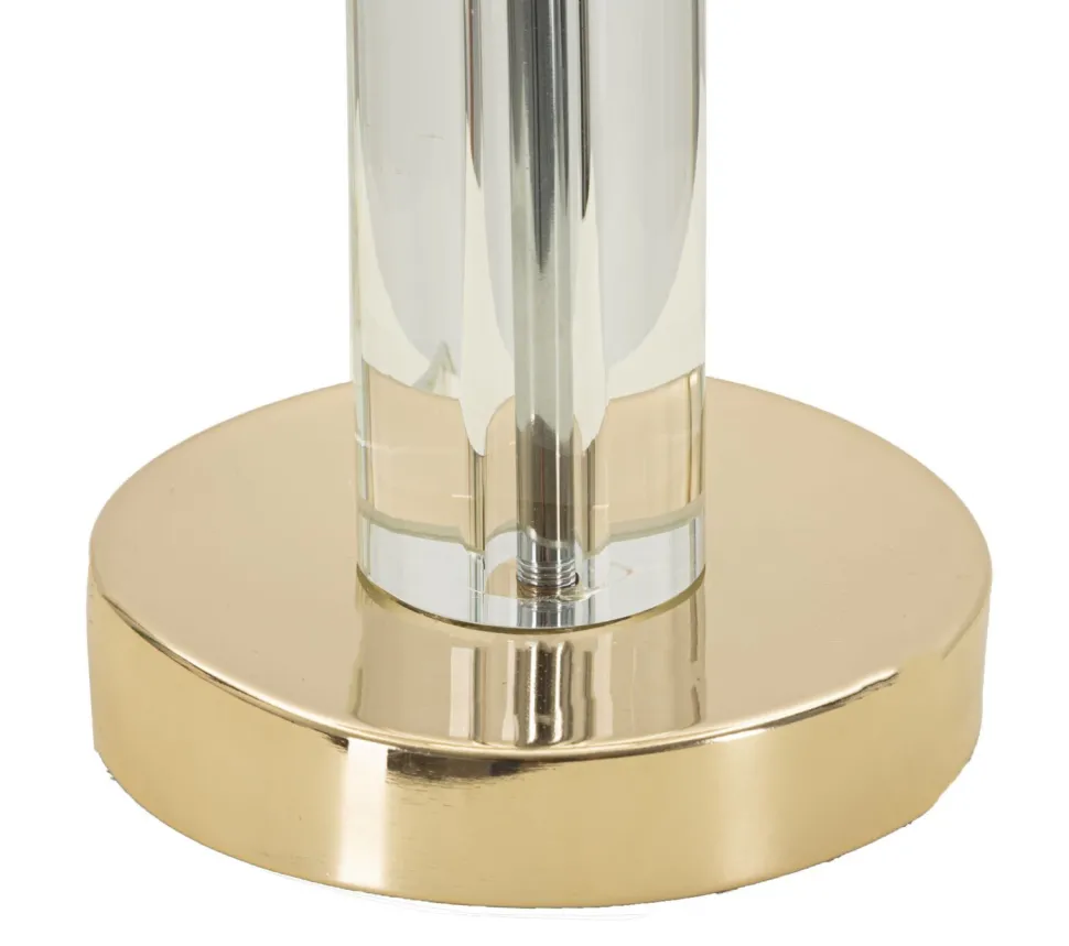 Lampe de table Praga métal doré abat-jour tissu beige bordure dorée