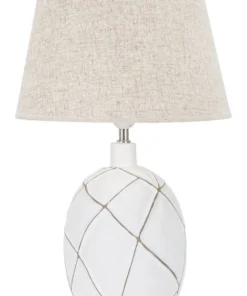 Lampe de table résine décorations géométriques abat-jour tissu beige