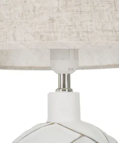 Lampe de table résine décorations géométriques abat-jour tissu beige