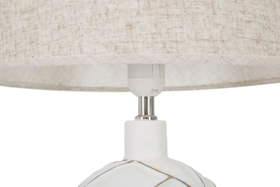 Lampe de table résine décorations géométriques abat-jour tissu beige