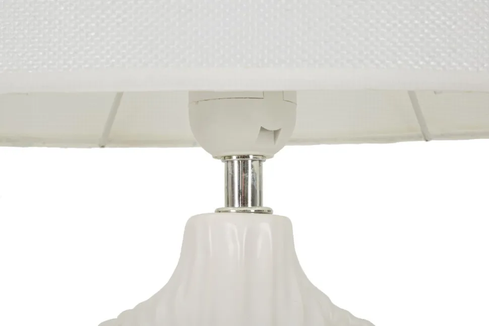 Lampe de table Seta Céramique Blanche abat-jour Tissu Blanc