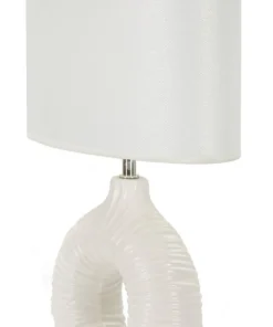 Lampe de table Seta Céramique Blanche abat-jour Tissu Blanc