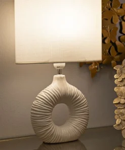 Lampe de table Seta Céramique Blanche abat-jour Tissu Blanc