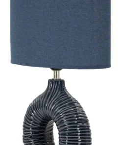 Lampe de table Seta Céramique Bleue abat-jour Tissu Bleu