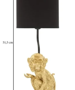 Lampe de table Singe doré abat-jour Tissu Noir