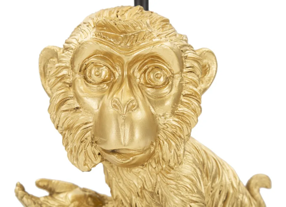 Lampe de table Singe doré abat-jour Tissu Noir