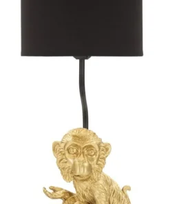 Lampe de table Singe doré abat-jour Tissu Noir