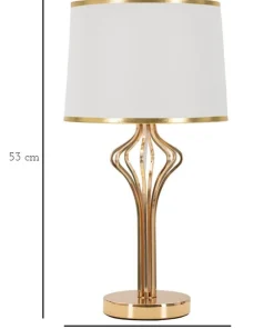 Lampe de table Slimmy Métal Doré abat-jour Tissu Blanc et finitions Dorées