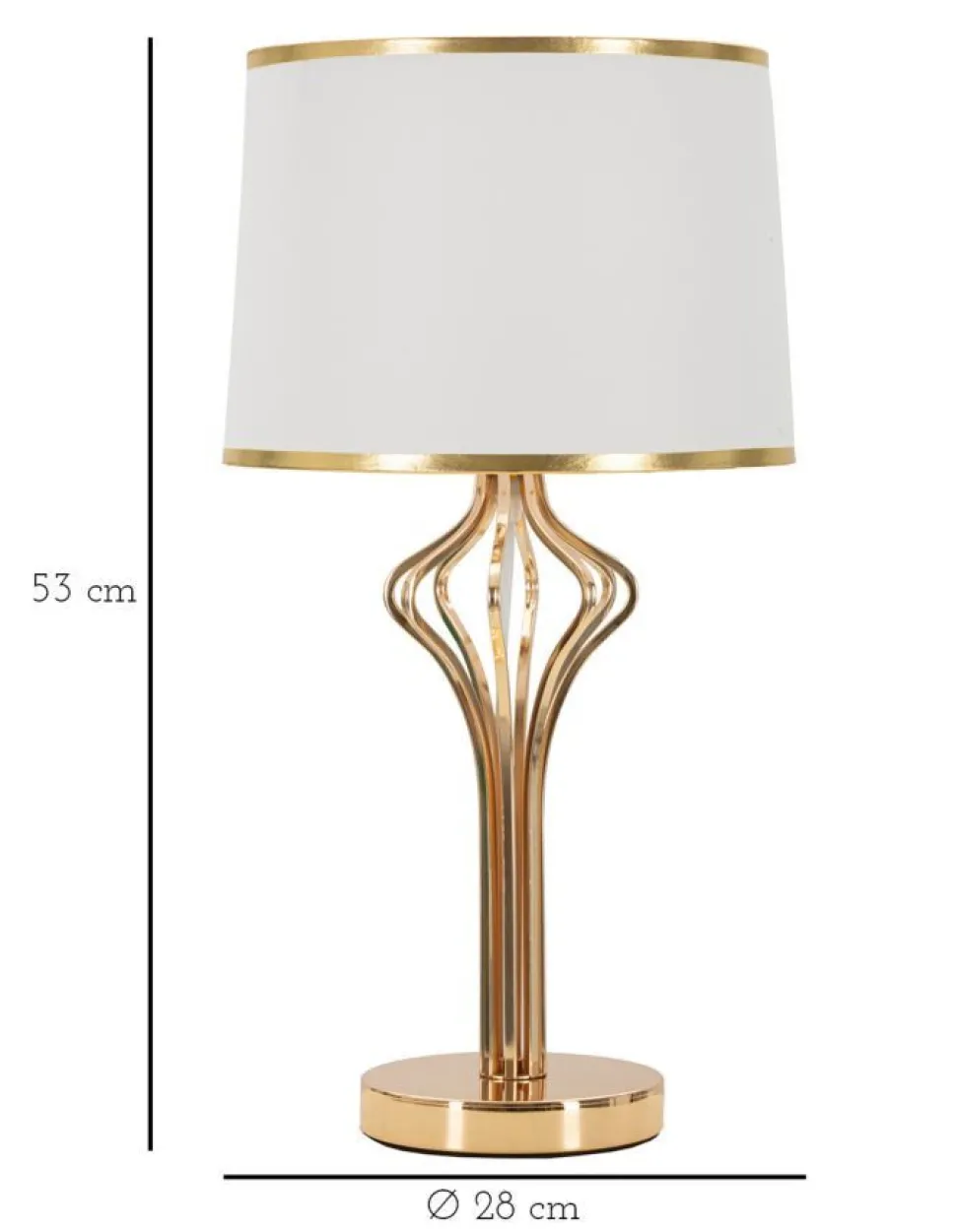Lampe de table Slimmy Métal Doré abat-jour Tissu Blanc et finitions Dorées