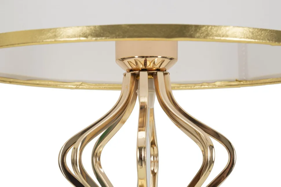 Lampe de table Slimmy Métal Doré abat-jour Tissu Blanc et finitions Dorées