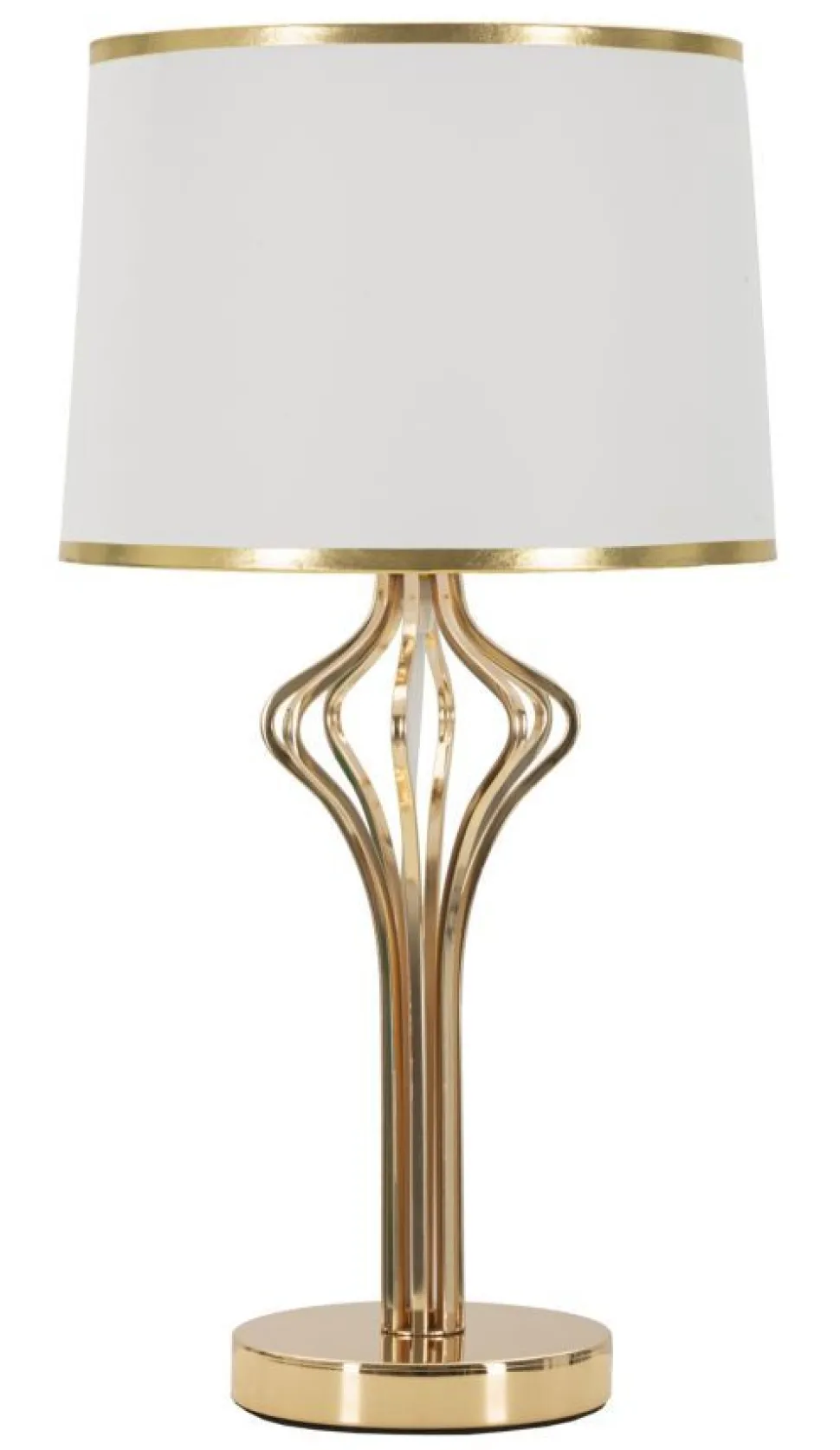 Lampe de table Slimmy Métal Doré abat-jour Tissu Blanc et finitions Dorées