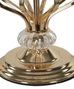 Lampe de table Tarty métal doré abat-jour plumes synthétiques blanches