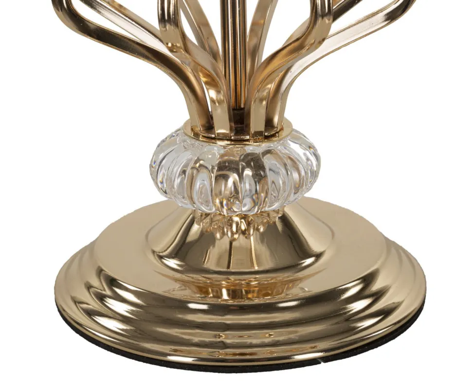 Lampe de table Tarty métal doré abat-jour plumes synthétiques blanches