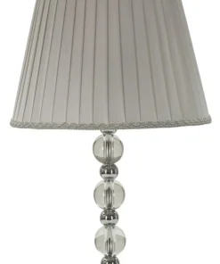 Lampe de table Tolly Métal Argenté Verre abat-jour Tissu Gris