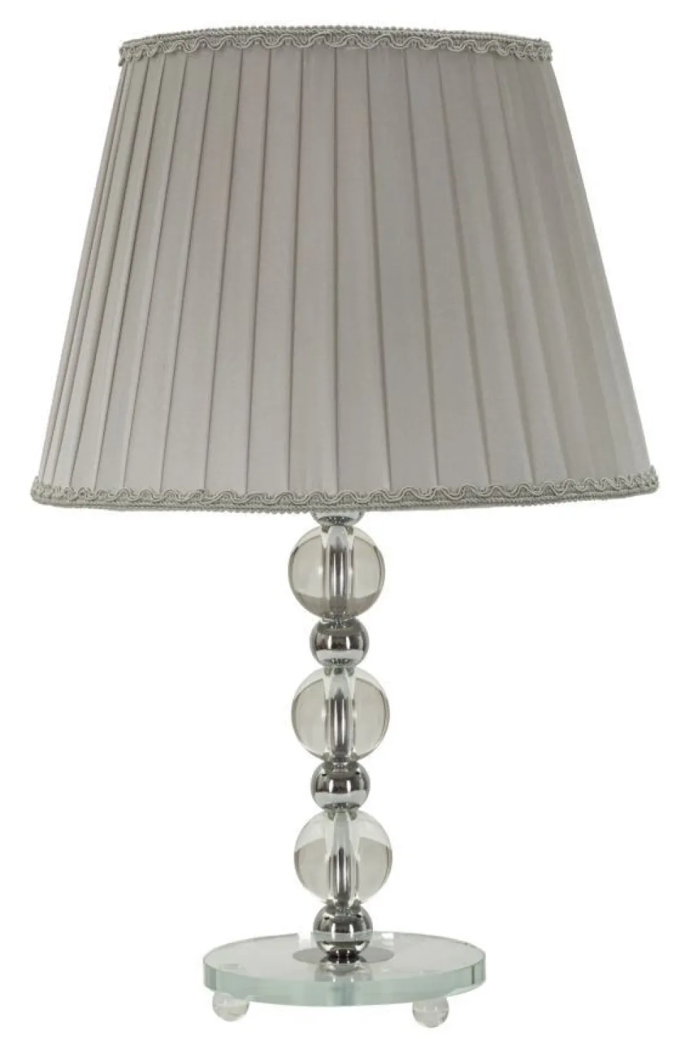 Lampe de table Tolly Métal Argenté Verre abat-jour Tissu Gris