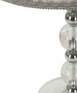 Lampe de table Tolly Métal Argenté Verre abat-jour Tissu Gris