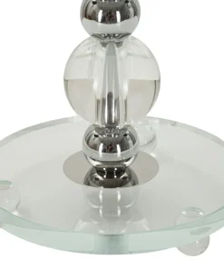 Lampe de table Tolly Métal Argenté Verre abat-jour Tissu Gris