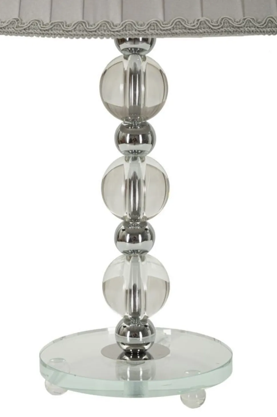Lampe de table Tolly Métal Argenté Verre abat-jour Tissu Gris