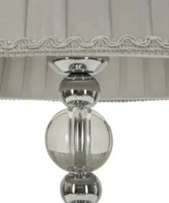 Lampe de table Tolly Métal Argenté Verre abat-jour Tissu Gris
