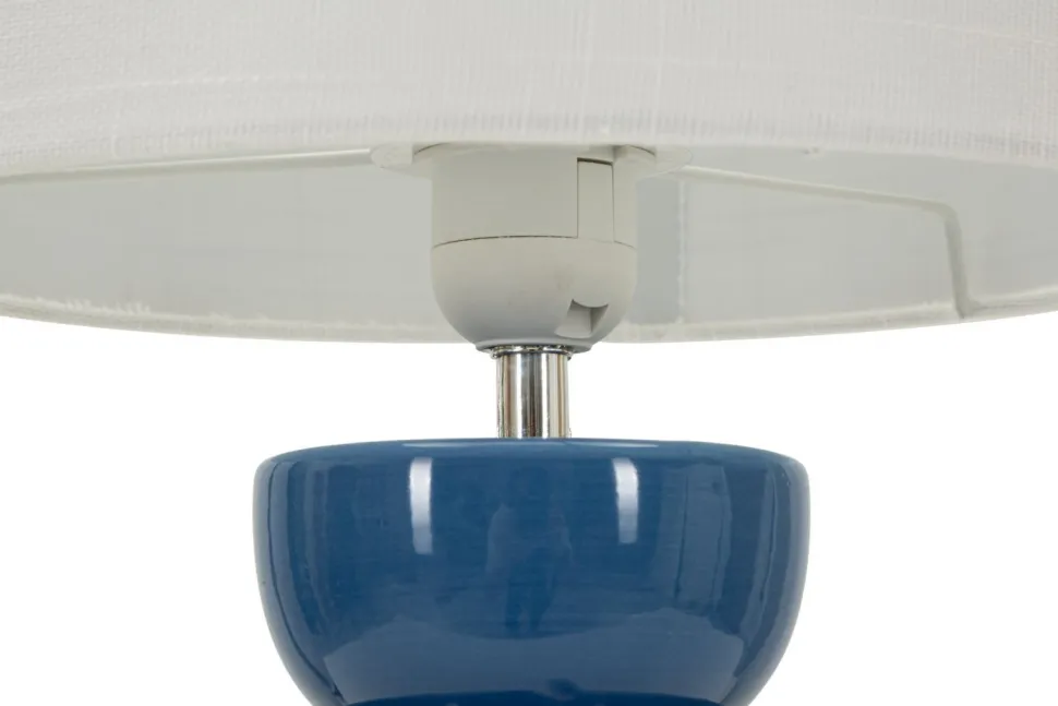 Lampe de table Torr Céramique bleue abat-jour blanc