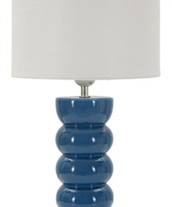 Lampe de table Torr Céramique bleue abat-jour blanc