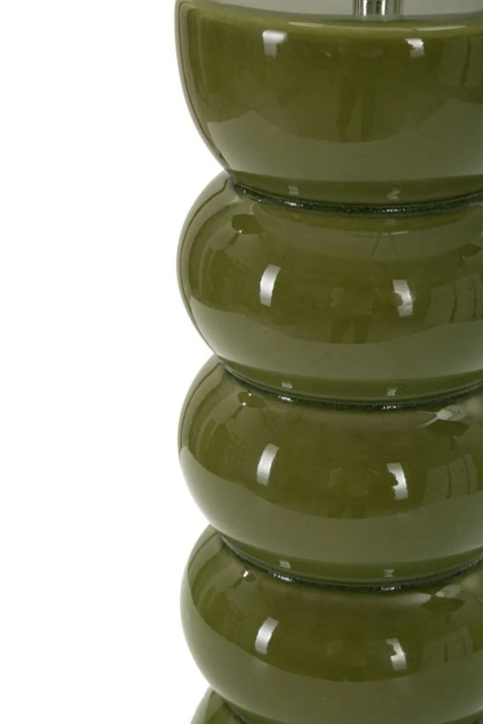 Lampe de table Torr céramique émaillée vert olive abat-jour clair