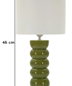 Lampe de table Torr céramique émaillée vert olive abat-jour clair