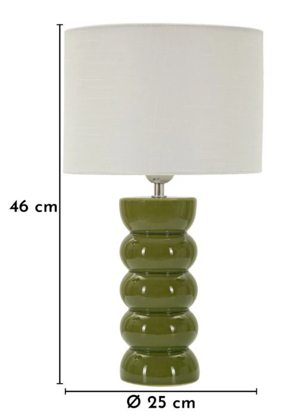 Lampe de table Torr céramique émaillée vert olive abat-jour clair