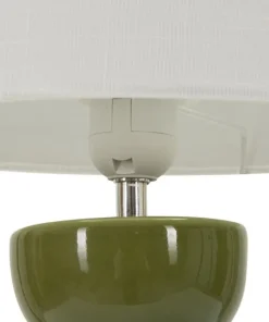 Lampe de table Torr céramique émaillée vert olive abat-jour clair