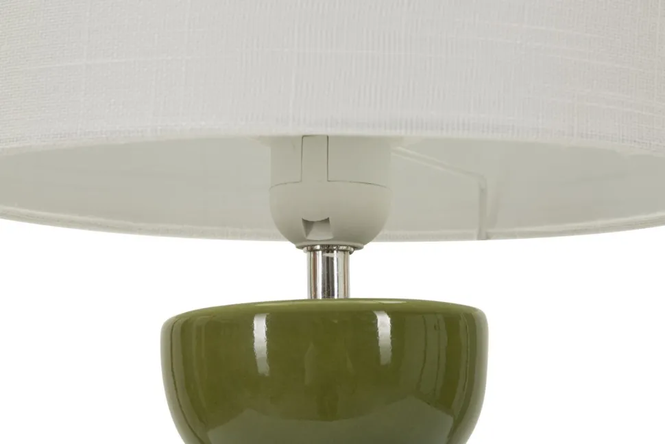Lampe de table Torr céramique émaillée vert olive abat-jour clair
