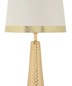 Lampe de table Tower dorée abat-jour blanc