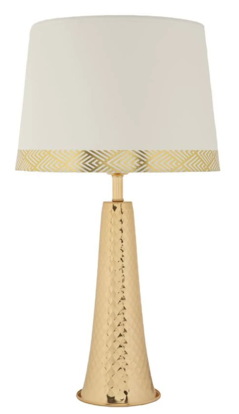 Lampe de table Tower dorée abat-jour blanc