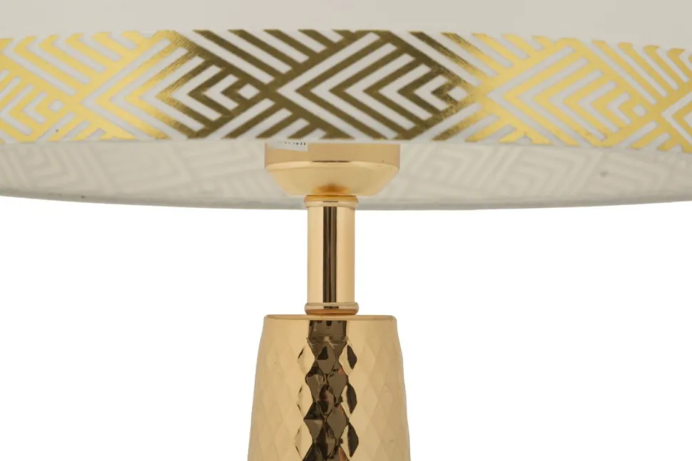 Lampe de table Tower dorée abat-jour blanc