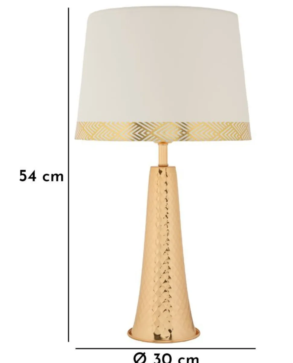 Lampe de table Tower dorée abat-jour blanc