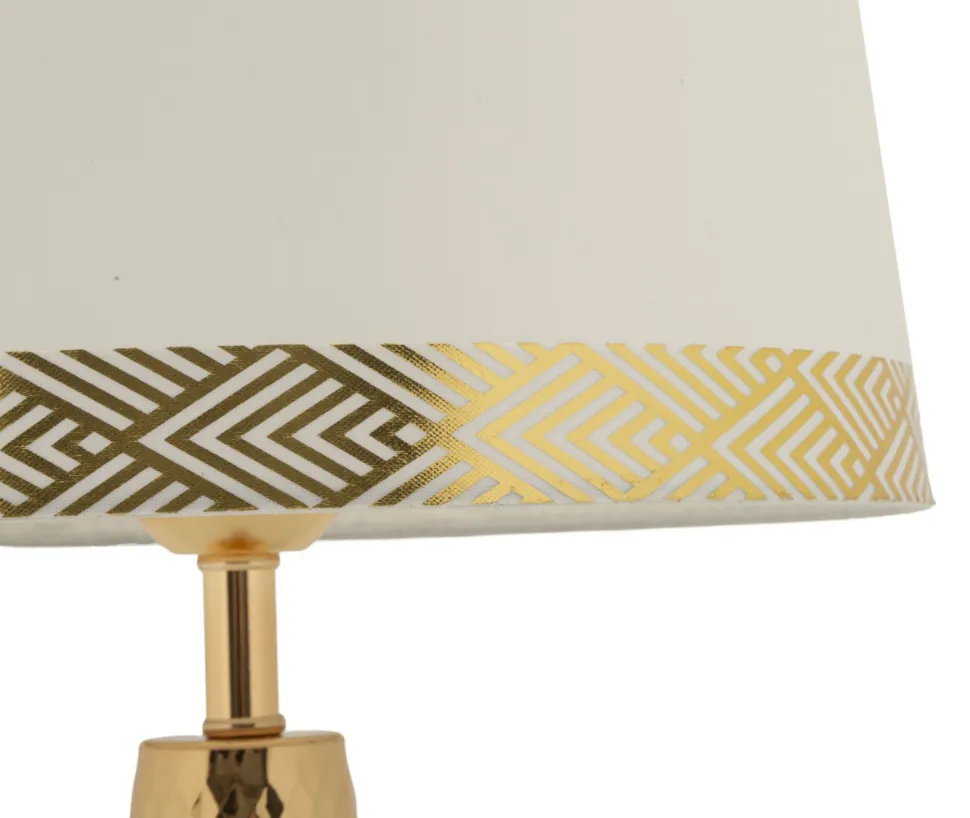 Lampe de table Tower dorée abat-jour blanc